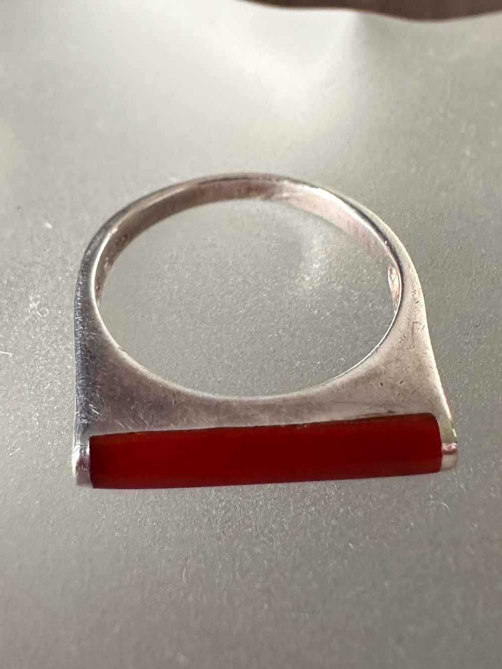 Vintage sterling silver & carnelian ring, size 5